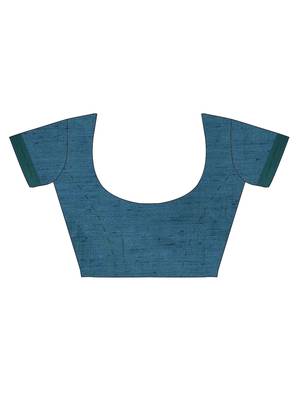 CLASSICATE from the house of The Chennai Silks Blue Embroidered Jute Cotton Saree With Running Blouse 6