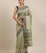 CLASSICATE from the house of The Chennai Silks Green Embroidered Jute Cotton Saree With Running Blouse