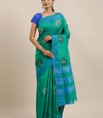 CLASSICATE from the house of The Chennai Silks Green Embroidered Jute Cotton Saree With Running Blouse