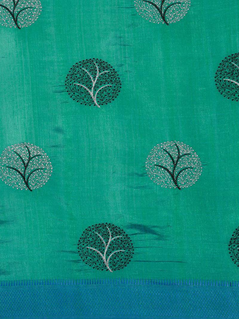 CLASSICATE from the house of The Chennai Silks Green Embroidered Jute Cotton Saree With Running Blouse
