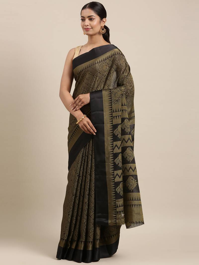 CLASSICATE from the house of The Chennai Silks Black Brasso Weaving Saree With Running Blouse