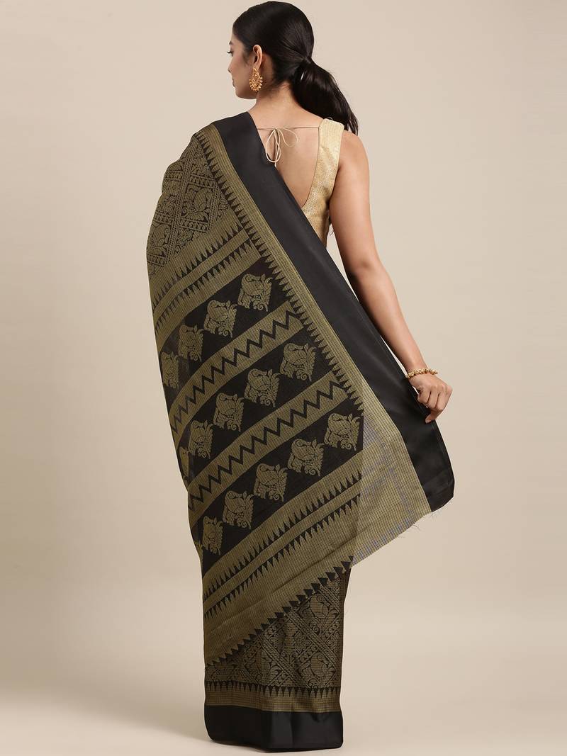 CLASSICATE from the house of The Chennai Silks Black Brasso Weaving Saree With Running Blouse
