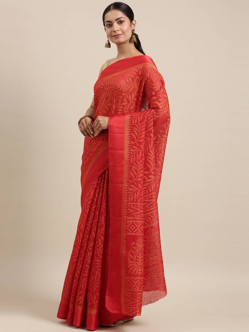 CLASSICATE from the house of The Chennai Silks Red Brasso Weaving Saree With Running Blouse