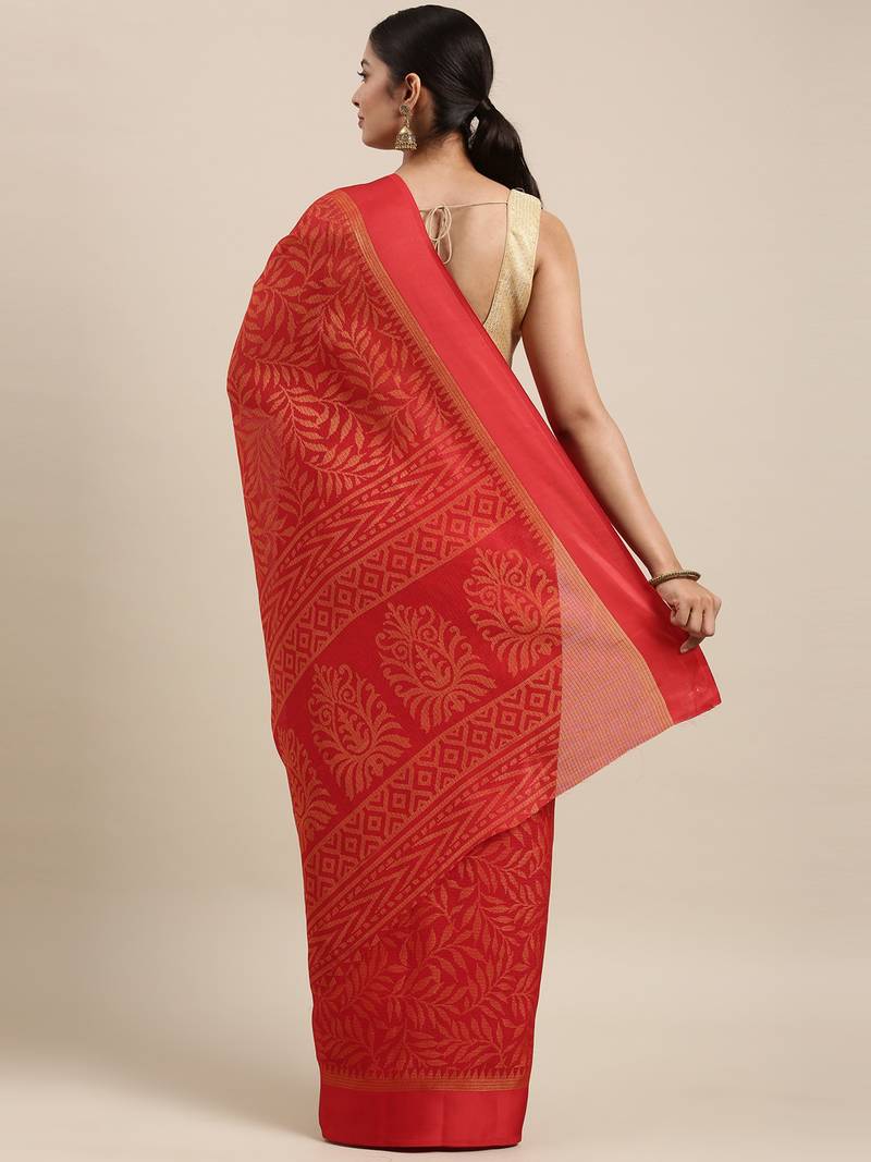 CLASSICATE from the house of The Chennai Silks Red Brasso Weaving Saree With Running Blouse