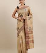 CLASSICATE from the house of The Chennai Silks Brown Embroidered Jute Cotton Saree With Running Blouse