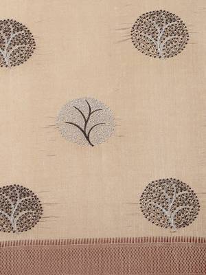 CLASSICATE from the house of The Chennai Silks Brown Embroidered Jute Cotton Saree With Running Blouse 4