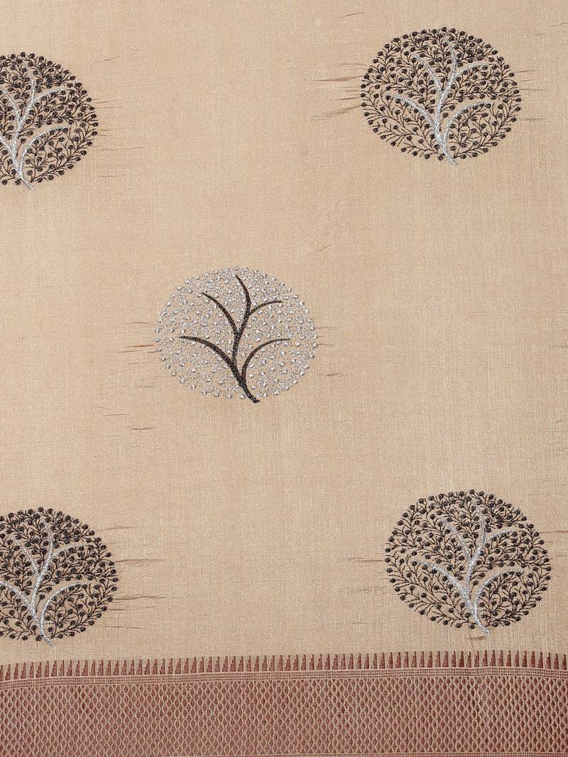 CLASSICATE from the house of The Chennai Silks Brown Embroidered Jute Cotton Saree With Running Blouse