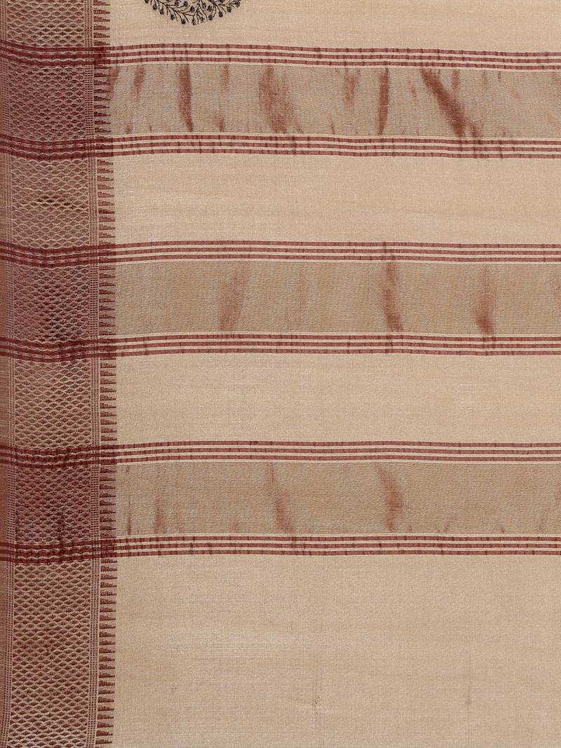 CLASSICATE from the house of The Chennai Silks Brown Embroidered Jute Cotton Saree With Running Blouse