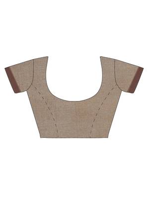 CLASSICATE from the house of The Chennai Silks Brown Embroidered Jute Cotton Saree With Running Blouse 6