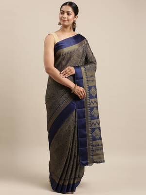 CLASSICATE from the house of The Chennai Silks Navy Blue Brasso Weaving Saree With Running Blouse 1