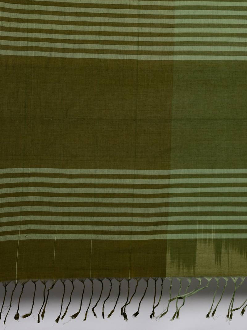 CLASSICATE from the house of The Chennai Silks Green Pure Cotton Venkatagiri Saree Without Blouse