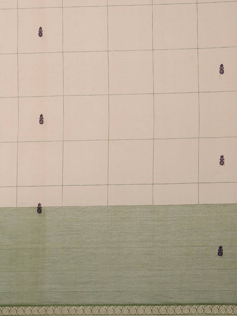 Classicate From The House Of The Chennai Silks Beige Pure Cotton Venkatagiri Saree Without Blouse