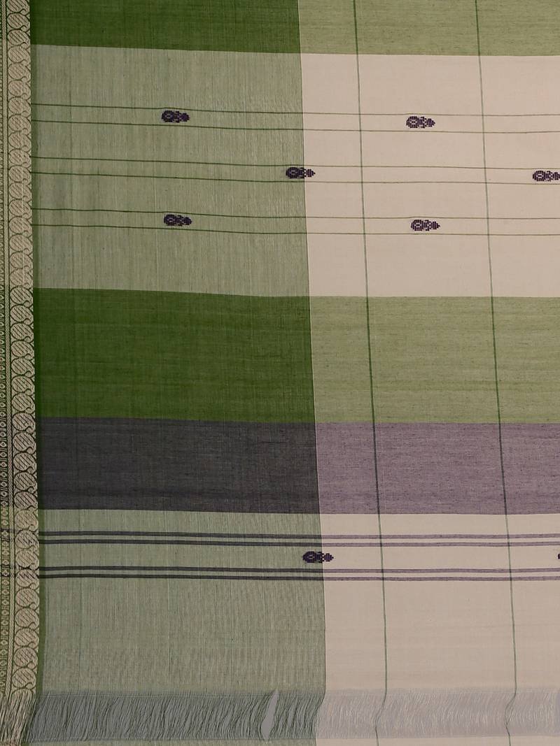 Classicate From The House Of The Chennai Silks Beige Pure Cotton Venkatagiri Saree Without Blouse