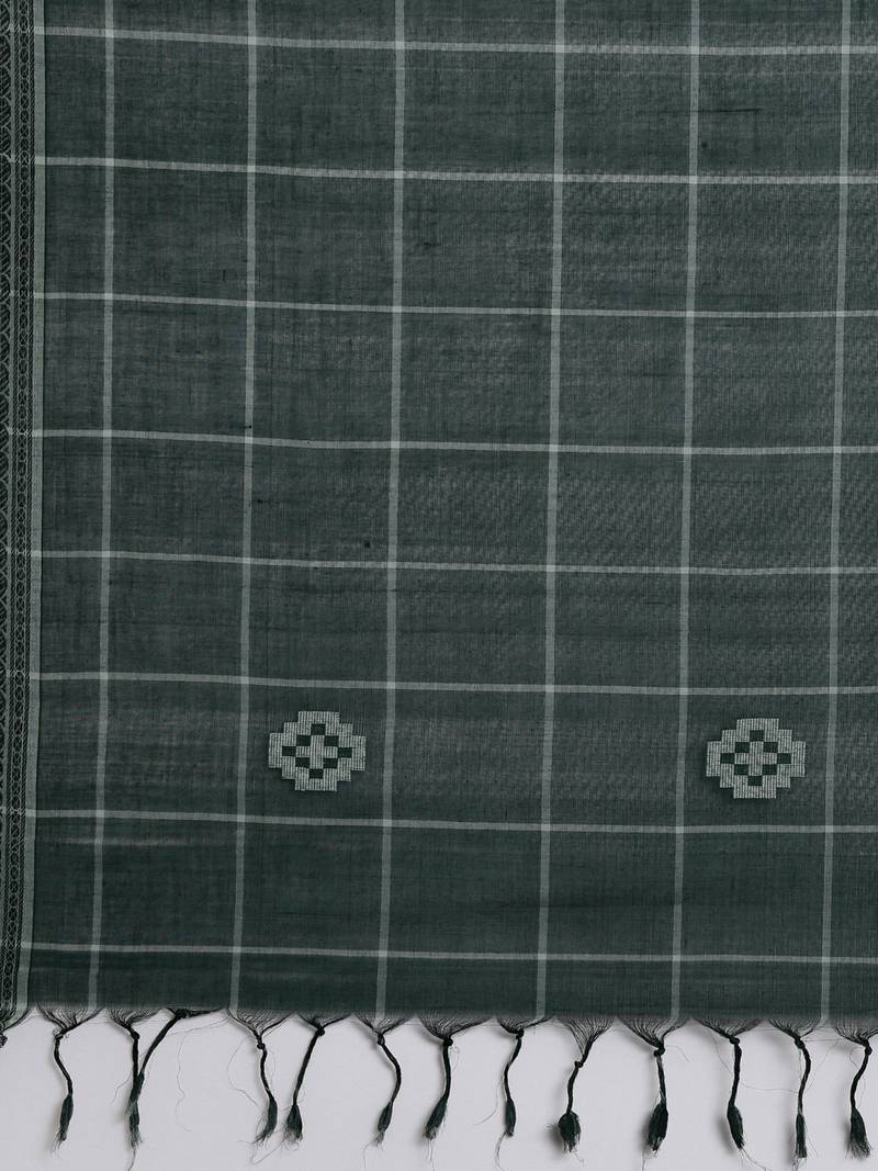 CLASSICATE from the house of The Chennai Silks Green Pure Cotton Venkatagiri Saree Without Blouse