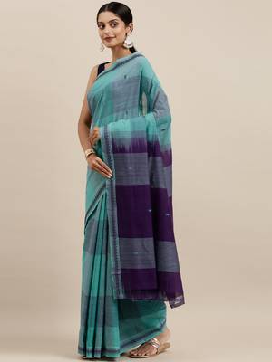 Classicate From The House Of The Chennai Silks Green Pure Cotton Venkatagiri Saree Without Blouse 2