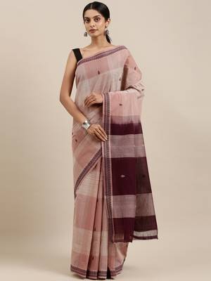 CLASSICATE from the house of The Chennai Silks Brown Pure Cotton Venkatagiri Saree Without Blouse 1