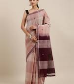CLASSICATE from the house of The Chennai Silks Brown Pure Cotton Venkatagiri Saree Without Blouse