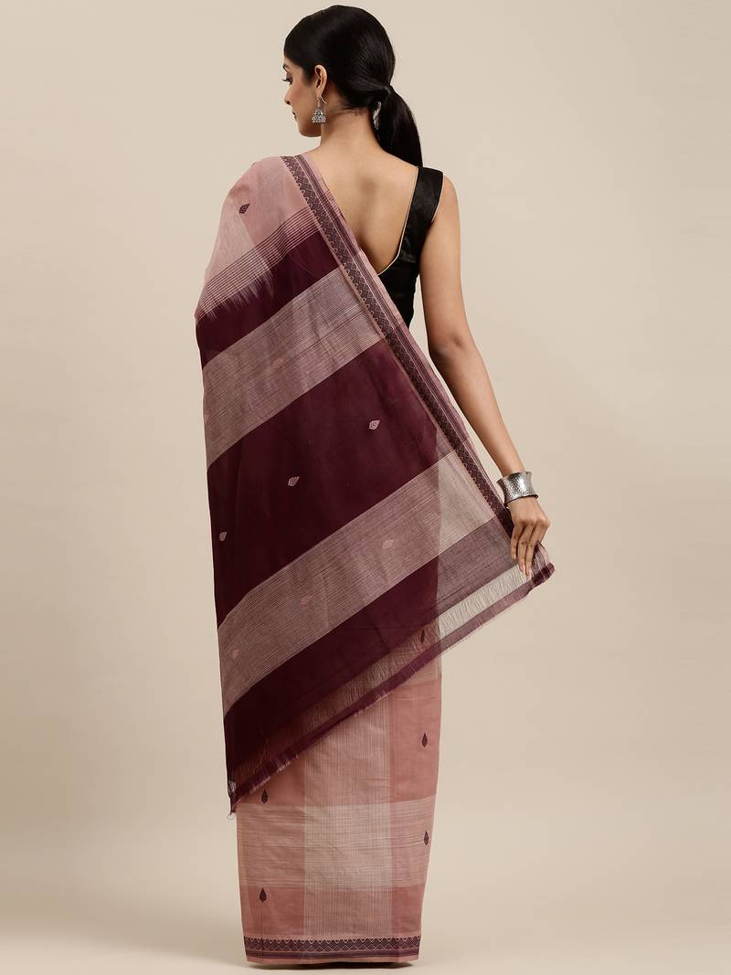 CLASSICATE from the house of The Chennai Silks Brown Pure Cotton Venkatagiri Saree Without Blouse