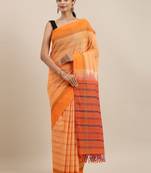 CLASSICATE from the house of The Chennai Silks Orange Pure Cotton Venkatagiri Saree Without Blouse