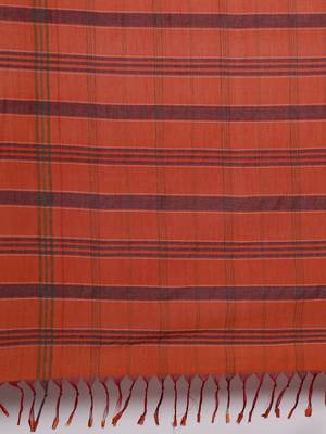 CLASSICATE from the house of The Chennai Silks Orange Pure Cotton Venkatagiri Saree Without Blouse 5