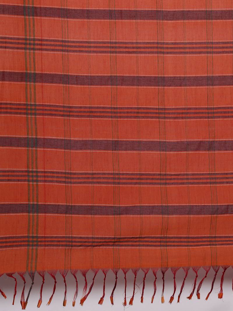 CLASSICATE from the house of The Chennai Silks Orange Pure Cotton Venkatagiri Saree Without Blouse