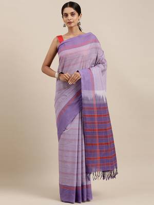 CLASSICATE from the house of The Chennai Silks Purple Pure Cotton Venkatagiri Saree Without Blouse 1