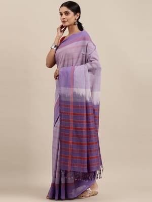 CLASSICATE from the house of The Chennai Silks Purple Pure Cotton Venkatagiri Saree Without Blouse 2