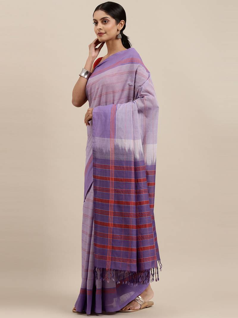 CLASSICATE from the house of The Chennai Silks Purple Pure Cotton Venkatagiri Saree Without Blouse