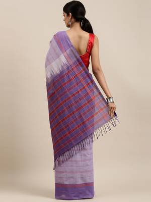 CLASSICATE from the house of The Chennai Silks Purple Pure Cotton Venkatagiri Saree Without Blouse 3