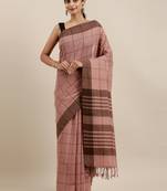 CLASSICATE from the house of The Chennai Silks Brown Pure Cotton Venkatagiri Saree Without Blouse