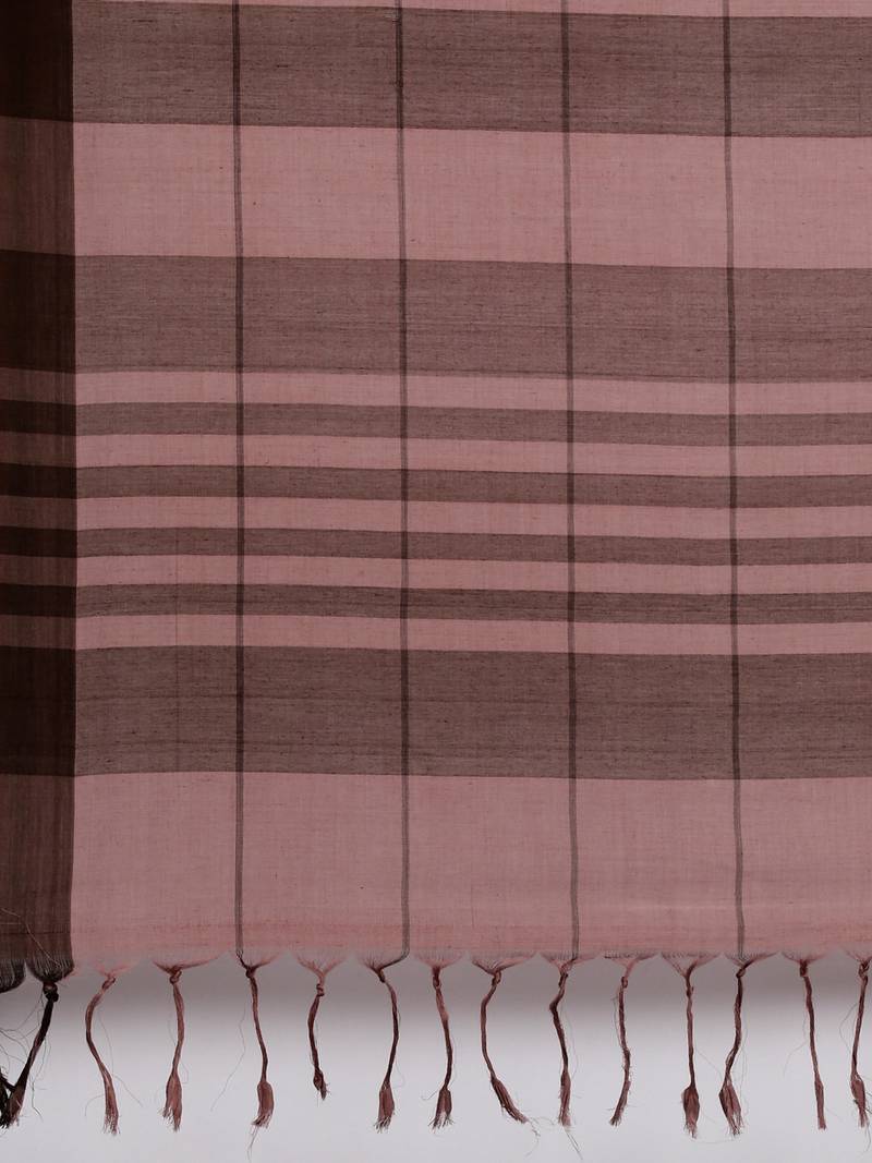 CLASSICATE from the house of The Chennai Silks Brown Pure Cotton Venkatagiri Saree Without Blouse