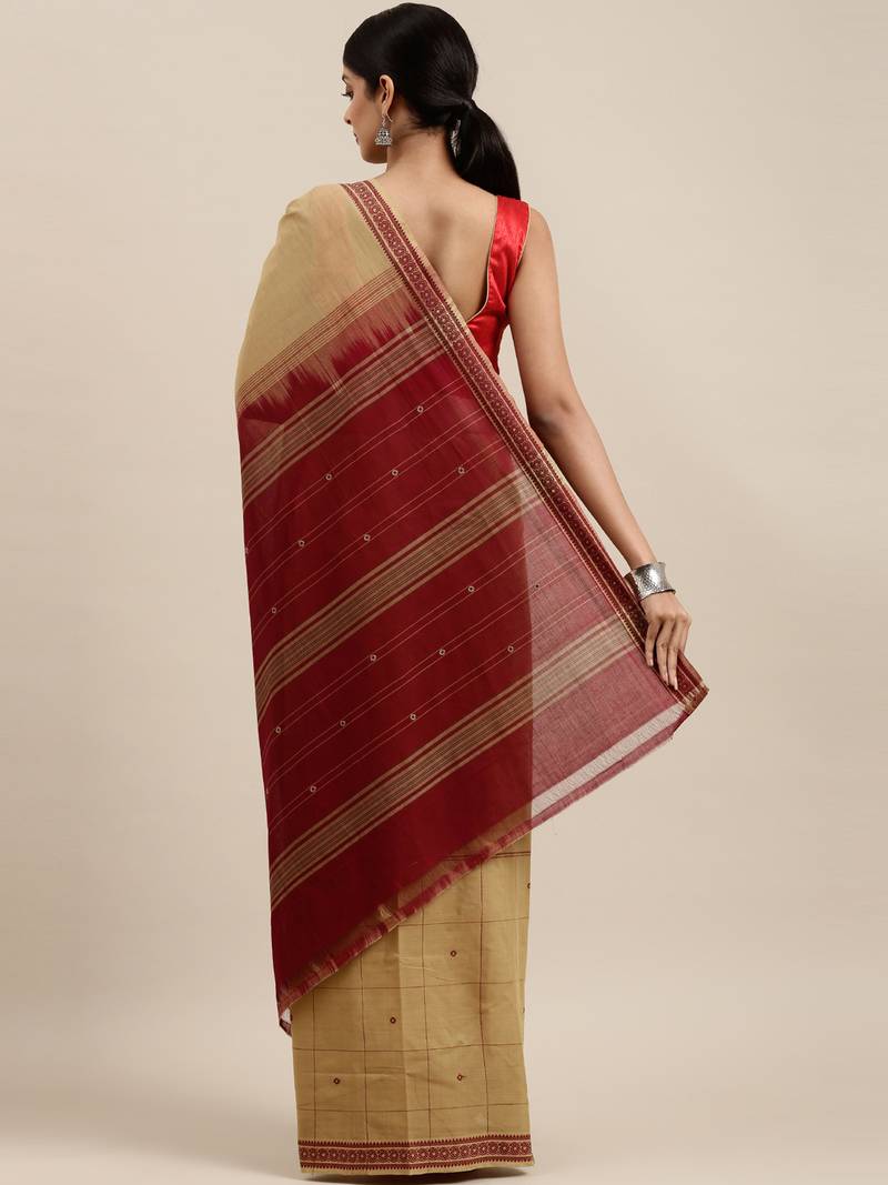 CLASSICATE from the house of The Chennai Silks Olive Pure Cotton Venkatagiri Saree Without Blouse