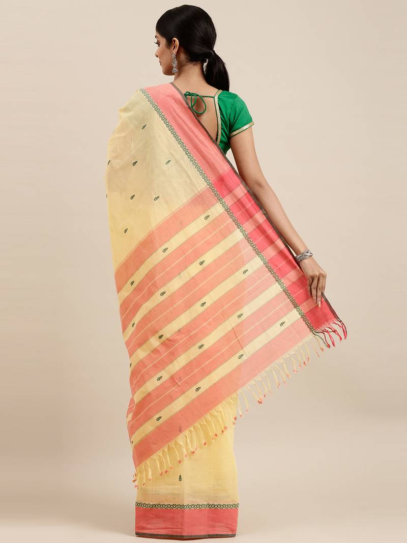 CLASSICATE from the house of The Chennai Silks Yellow Pure Cotton Venkatagiri Saree Without Blouse