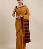 Classicate From The House Of The Chennai Silks Mustard Pure Cotton Venkatagiri Saree Without Blouse