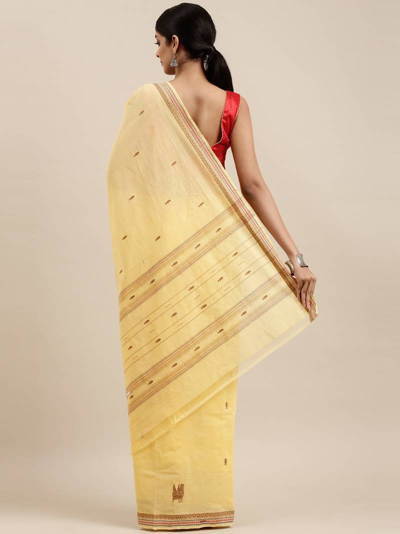 CLASSICATE from the house of The Chennai Silks Yellow Pure Cotton Venkatagiri Saree Without Blouse