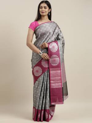 CLASSICATE from the house of The Chennai Silks Grey Organza Weaving Saree With Running Blouse 1