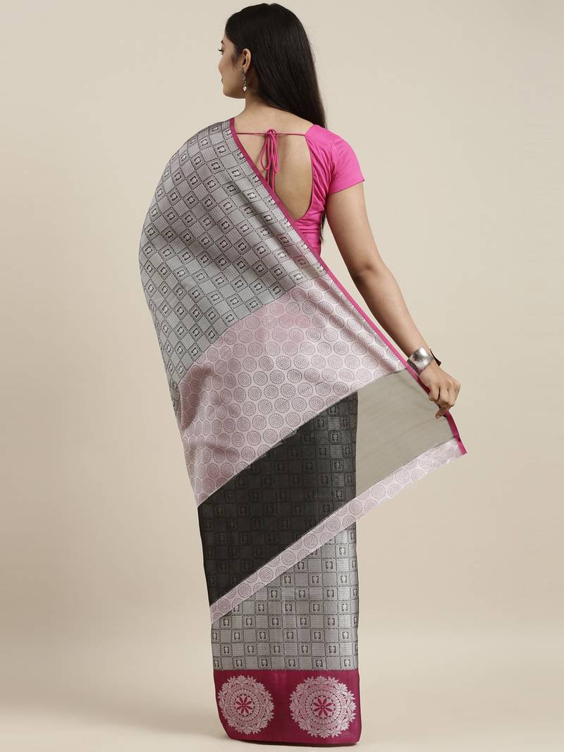 CLASSICATE from the house of The Chennai Silks Grey Organza Weaving Saree With Running Blouse