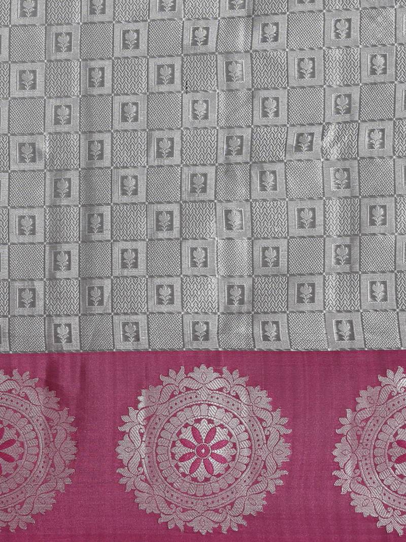 CLASSICATE from the house of The Chennai Silks Grey Organza Weaving Saree With Running Blouse