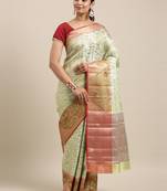 CLASSICATE from the house of The Chennai Silks Green Organza Weaving Saree With Running Blouse