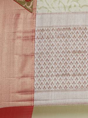 CLASSICATE from the house of The Chennai Silks Green Organza Weaving Saree With Running Blouse 4