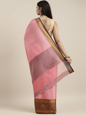 CLASSICATE from the house of The Chennai Silks Pink Organza Weaving Saree With Running Blouse 3