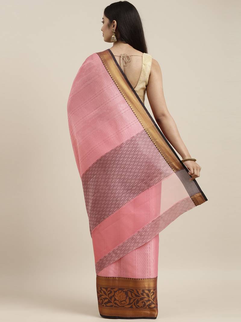 CLASSICATE from the house of The Chennai Silks Pink Organza Weaving Saree With Running Blouse