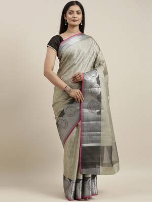 CLASSICATE from the house of The Chennai Silks Grey Organza Weaving Saree With Running Blouse 1