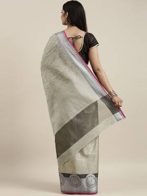 CLASSICATE from the house of The Chennai Silks Grey Organza Weaving Saree With Running Blouse 3