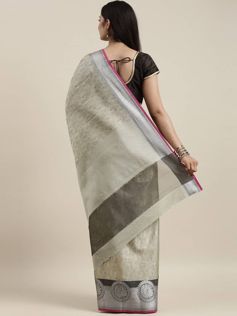 CLASSICATE from the house of The Chennai Silks Grey Organza Weaving Saree With Running Blouse
