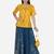YELLOW PRINTED PEPLUM TOP WITH SKIRT AND POTLI