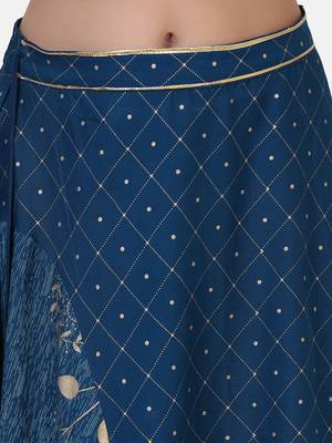 Yellow Printed Peplum Top With Skirt And Potli 7