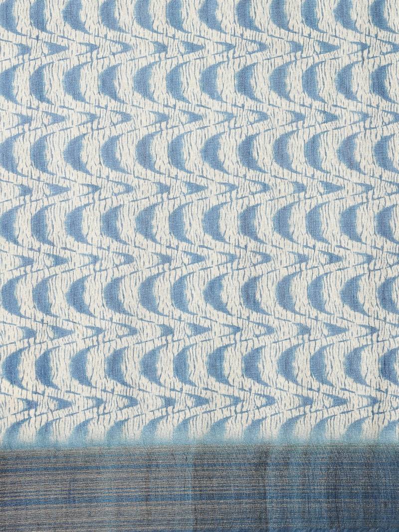 CLASSICATE from the house of The Chennai Silks Blue Printed Jute Cotton Saree With Running Blouse