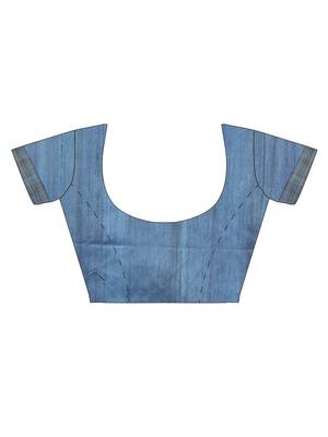 CLASSICATE from the house of The Chennai Silks Blue Printed Jute Cotton Saree With Running Blouse 6