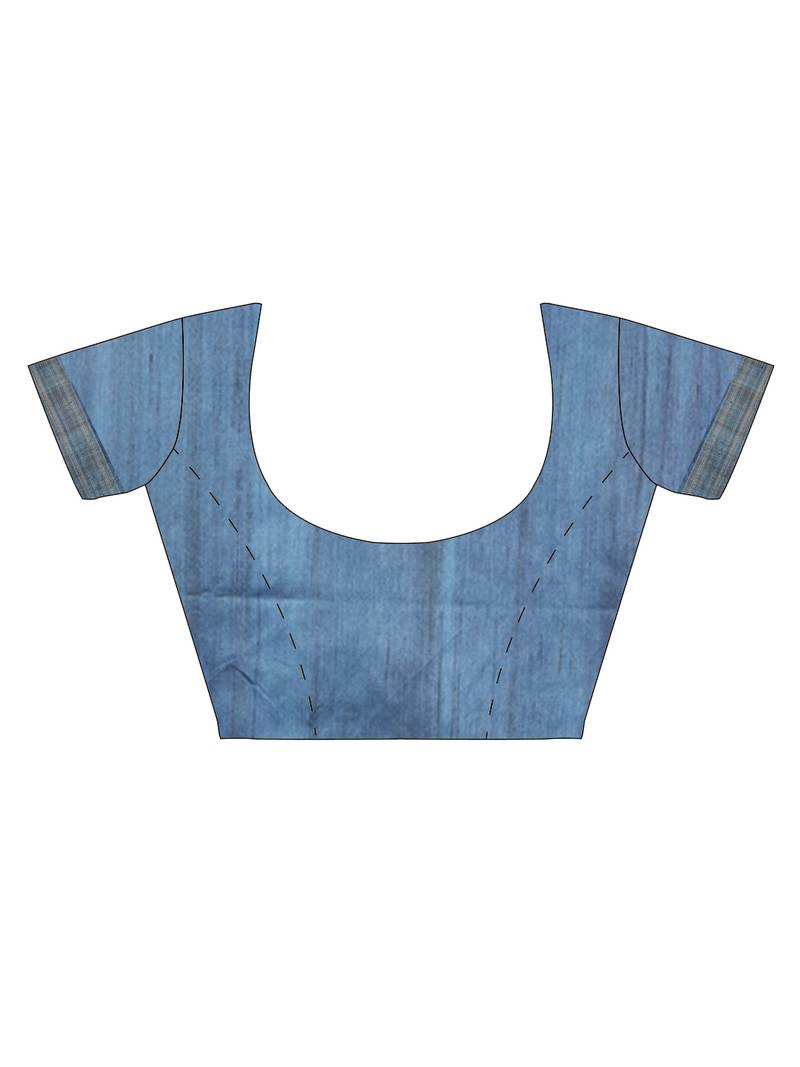 CLASSICATE from the house of The Chennai Silks Blue Printed Jute Cotton Saree With Running Blouse